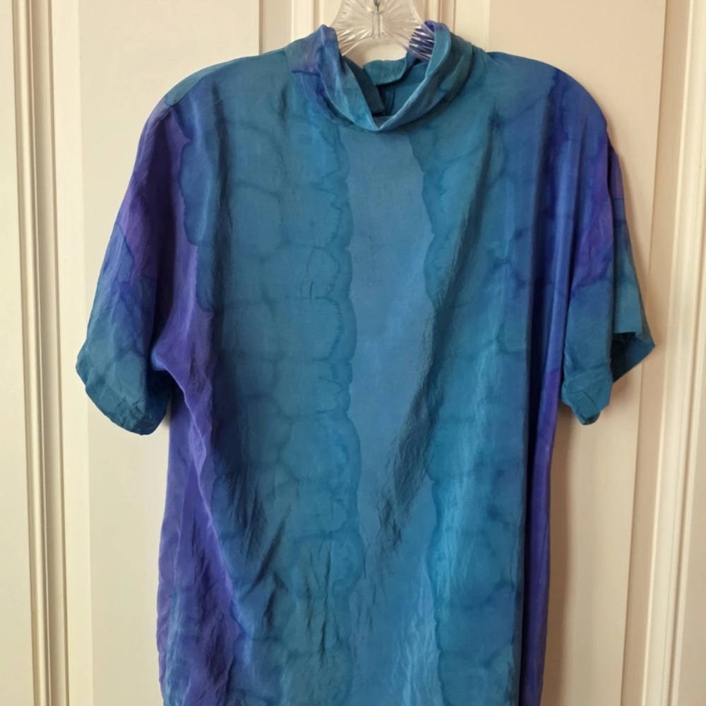 Blue and Purple Tie-Dye Short Sleeve Top